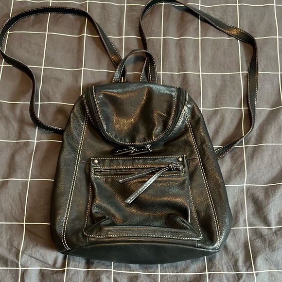 Tignanello Leather mini backpack with striped lining - Picture 1 of 10